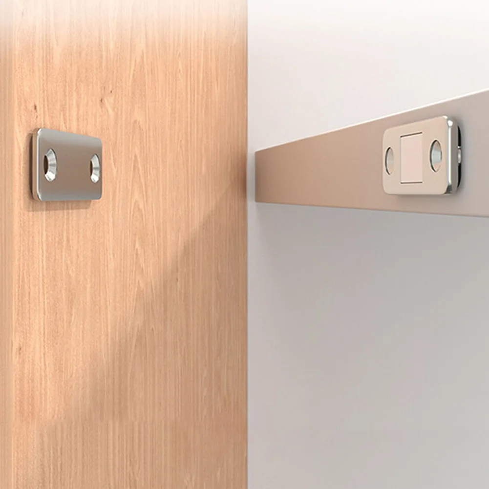 Latches Cabinet Door Locks Hole-free Invisible Metal + Magnet Strong Magnetic Ultra-thin 42*32mm Attractor Home