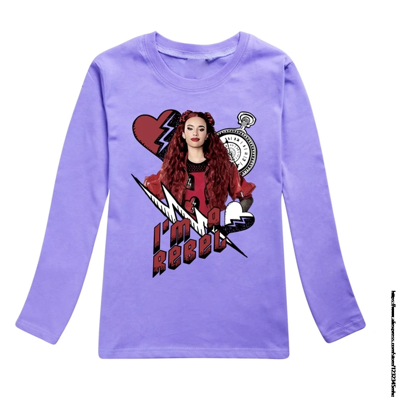 New Kids T shirt Descendants 4 Casual 3D Print Long Sleeve Girl Tshirt Cute Cartoon Princess Children's Clothing Unisex Top Tees