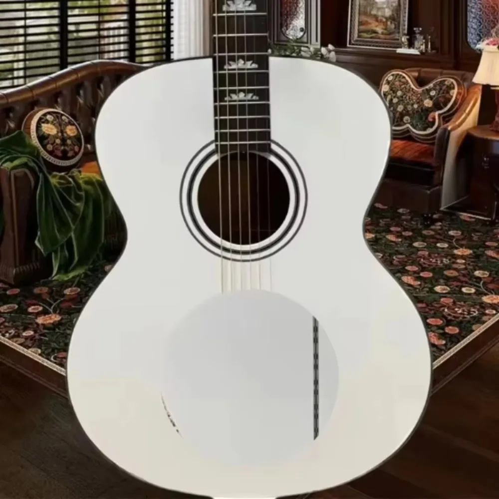J200 Solid Top Acoustic Guitar White Maple Back Sides Rosewood Fingerboard Spruce Body Full Rich Tone Ideal Strumming Singing