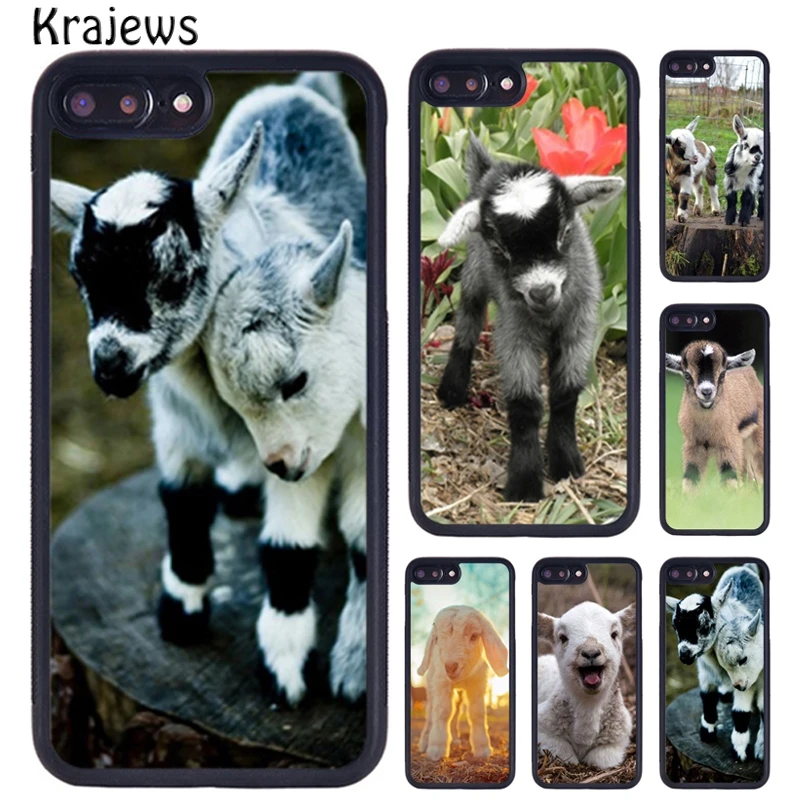 Krajews Cute Baby Pygmy Goat Phone Case For iPhone 16 15 14 X XR XS 11 12 mini 13 Pro MAX Plus cover shell coque