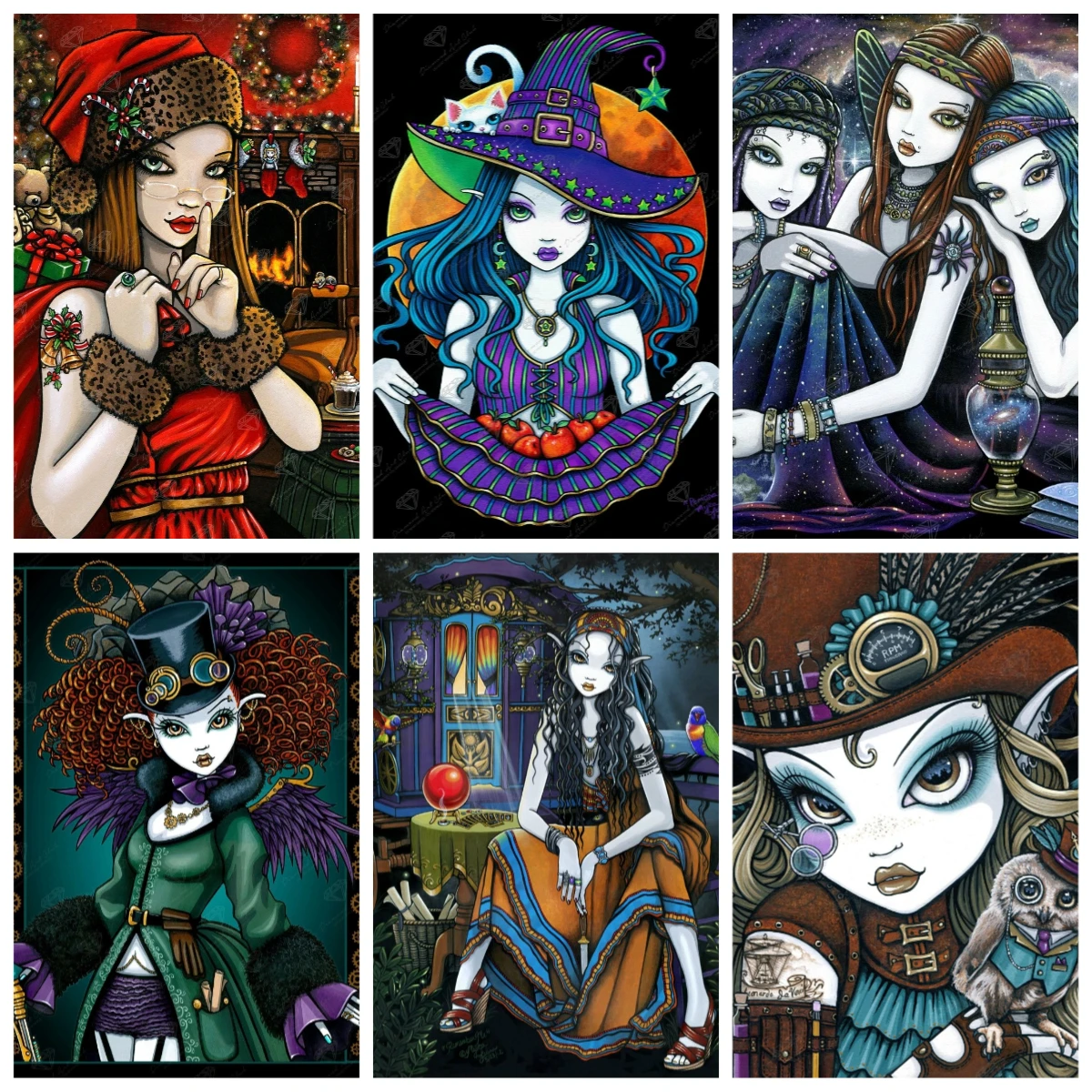 

DIY digital oil painting, Gothic girl cartoon mosaic home decoration DIY art new product children's gift craftsmanship