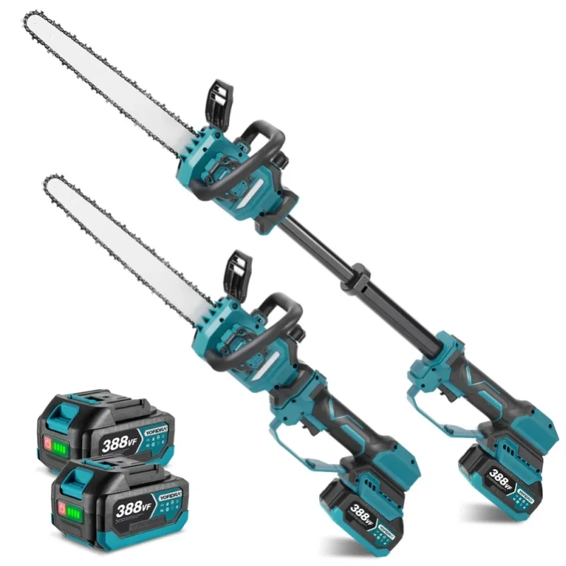 YOFIDRA 7000W 12-Zoll Bürstenlose Kettensäge 250000 U/min Ausziehbare Handgeführte Astsäge Garten-Holzschneidewerkzeuge für Makita Akku