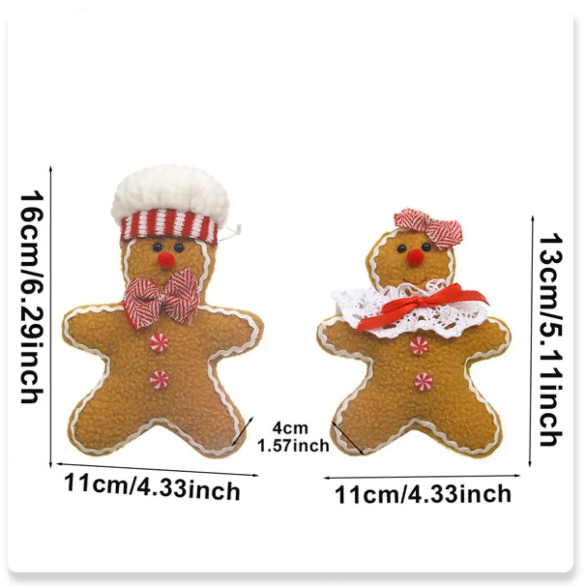 1/2Pc Gadpiparty Santa Ornaments Gingerbread Man Christmas Tree Plush Doll Hanging Pendant with Xmas Tree Decor Claus Decoration