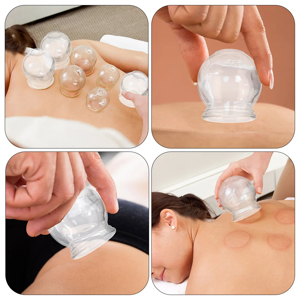 

4Pcs Glass Cupping Jar Thickened Explosion-Proof Transparent Vacuum Cups Non-Slip Design for Home Salon Body Care Therapy