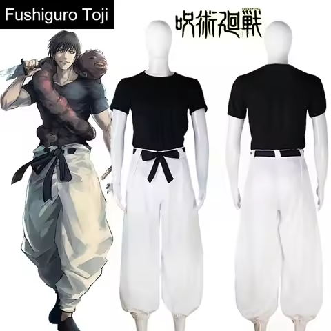 Anime Jujutsu Kaisen Toji Fushiguro Cosplay Costume Women Men T-shirt Pants Uniform Sorcerer Killer Halloween Carnival Costume