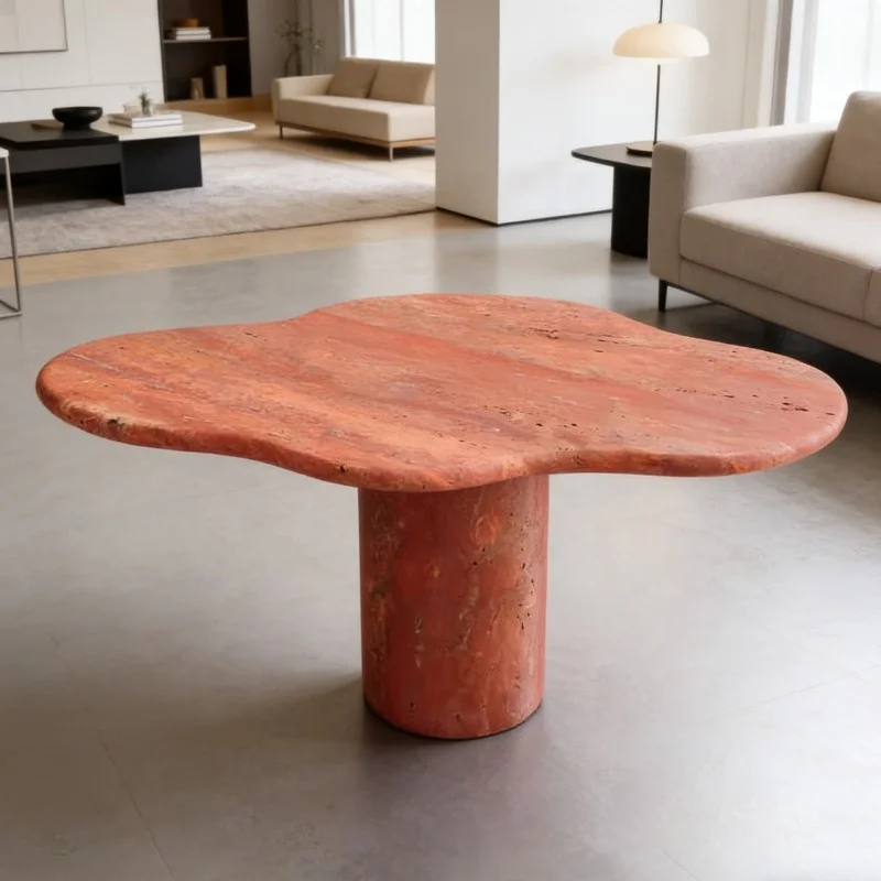

✿p Quality Natural Travertine Outdoor Coffee Table Luxury Living Room Furniture Stone Table for Hotel & Hospital Use