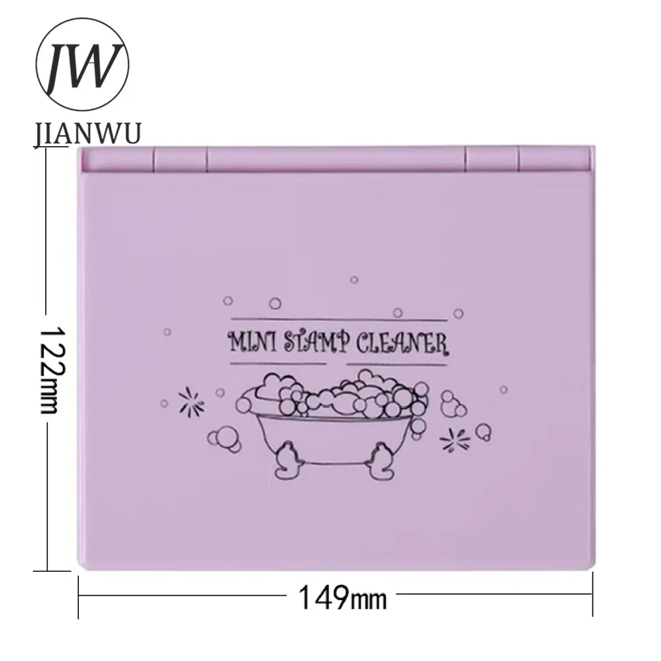 JIANWU Bath Pattern Stamp Cleaning Tray and 50ml Cleaning Liquid Creative DIY Journal Student Supplies Stationery