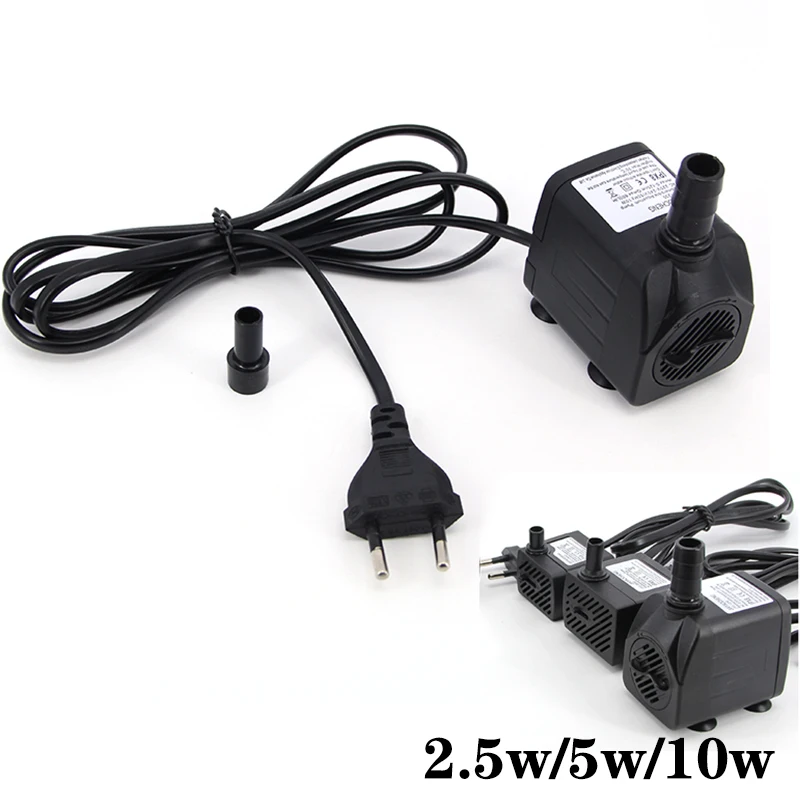 AC 220V 2.5W 5w 10w Submersible Water Pump Aquarium Fountain Pump Air Fish Pond Pool Tank Water Pump EU US Plug P1