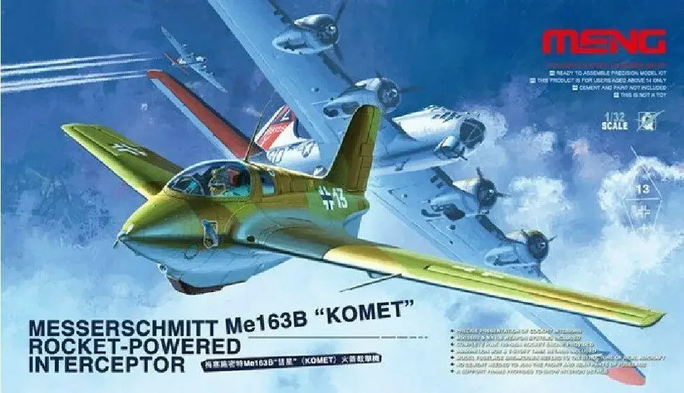 

Meng Model QS-001 1/32 Scale Messerschmitt Me 163B "KOMET" Rocket-Powered Interceptor Assembly plastics model kit