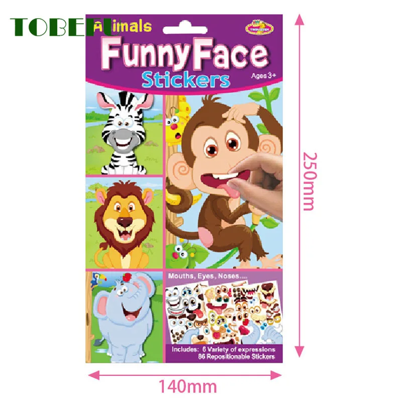 9PCS/SET DIY Stickers Make-a-Face Princess Animal Dinosaur Assemble Toys Children Puzzle Games for Girls Kids Training GiftS GXE