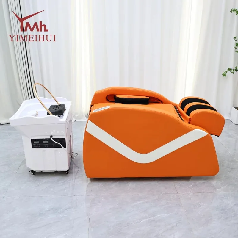 Modern Hair Washing Station Barbershop Beauty Salon Equipment Electric Massage Head Washing Bed