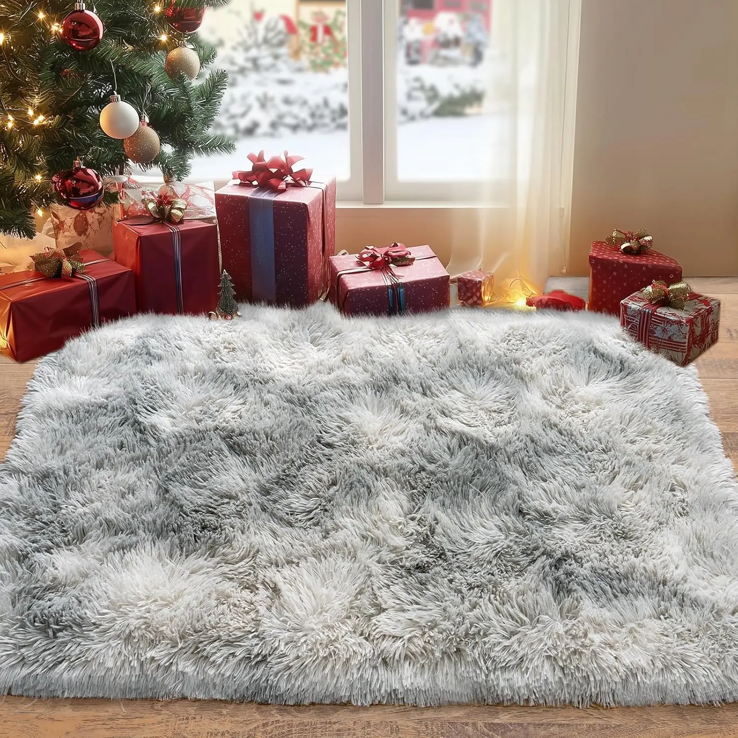 VIKAMA Moderner zotteliger Teppich, weich und flauschig, Fußmatte für den Eingangsbereich, Küchenmatte, Kinderzimmer, Nachttisch, Winter-Heimdekoration