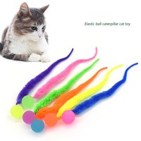 1 Piece Pet Cat Toy Fluorescent Elastic Ball Caterpillar Random Color S