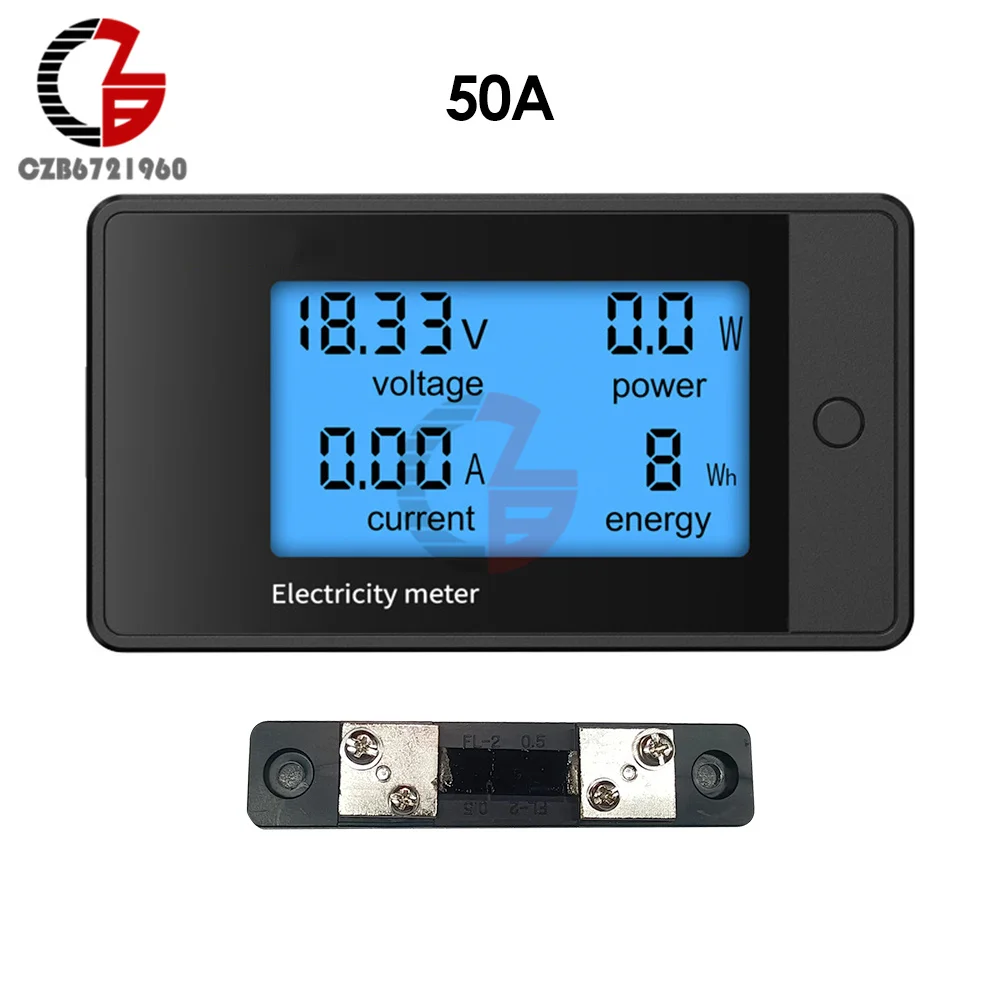 Lcd dc Digital Power Meter Monitor de Tensão Voltímetro Amperímetro Power Tester Carro 8v100v 20a 50a 100a 200a em 1