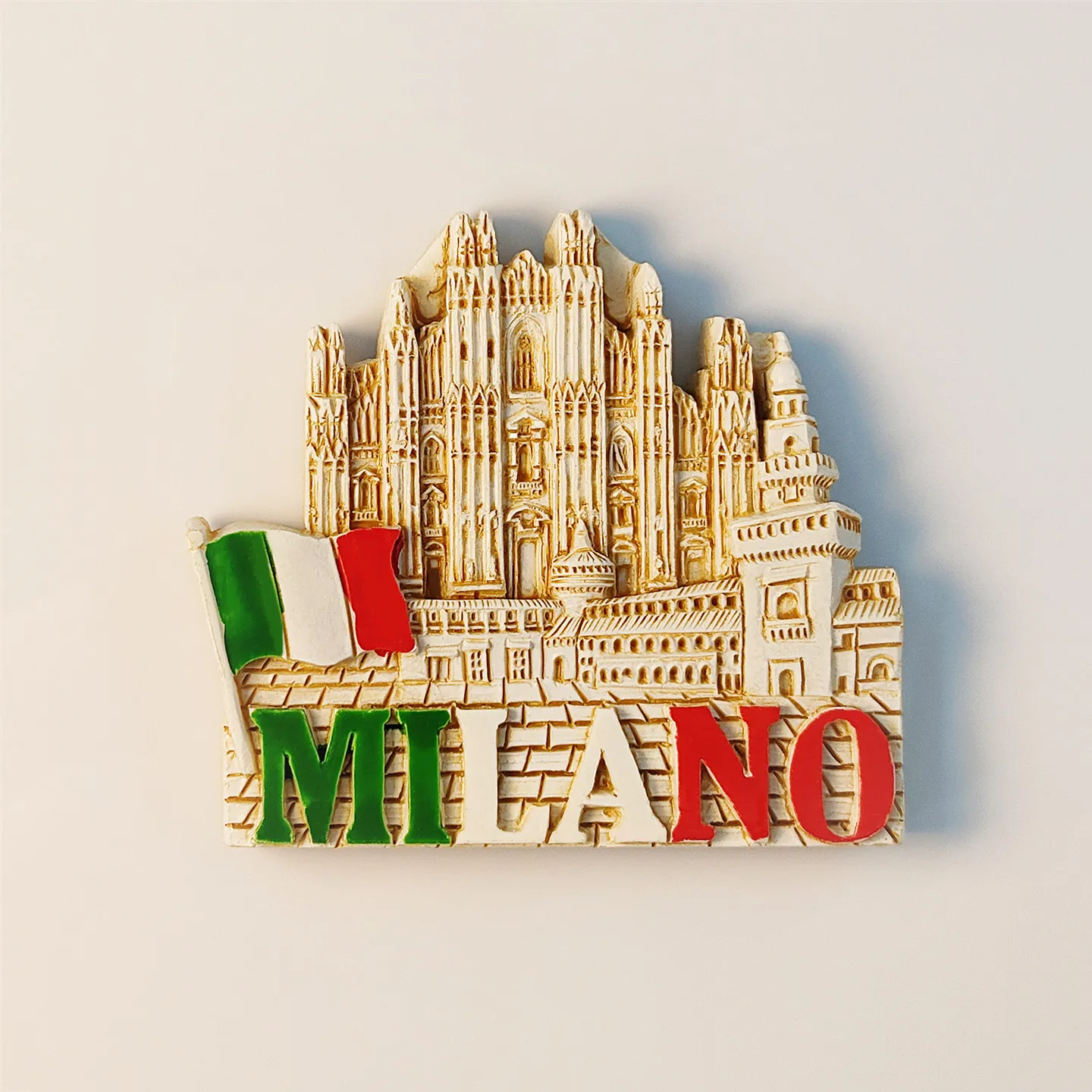 Italy Milan Church Tourist Souvenir 3D Painted National Flag Architectural Magnet Refrigerator Magnet Resin Material