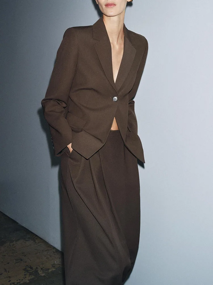 Модный женский костюм зимы 2025 года, Jaet Ele, плиссированная юбка, Новое поступление, длинный женский костюм на пуговицах