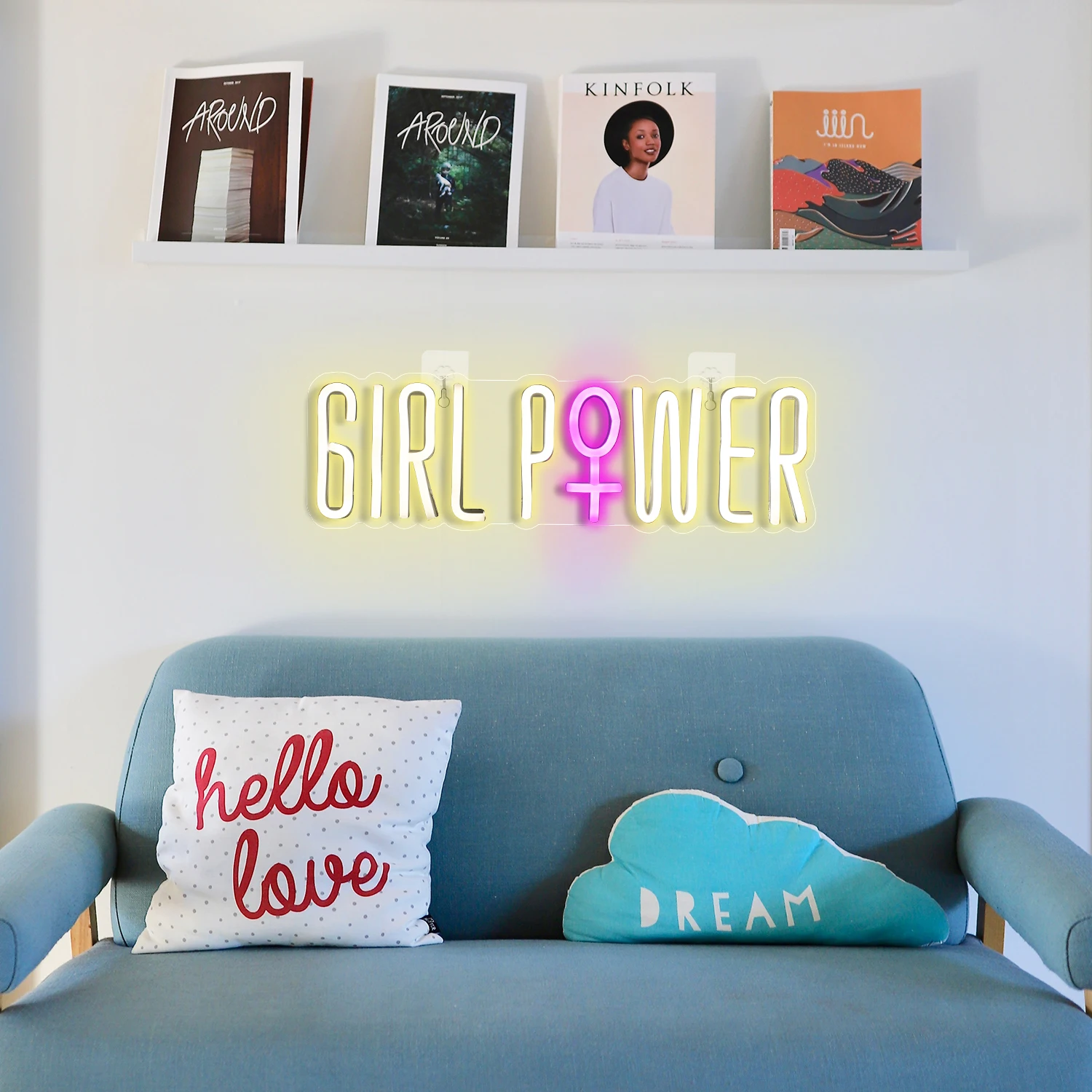 Imagem -05 - Led Neon Sign Letter Lâmpada de Parede Girl Power Luzes Noturnas Acrílicas Personalizadas Logotipo Inspirador para o Quarto Ginásio Casa Bar Usb