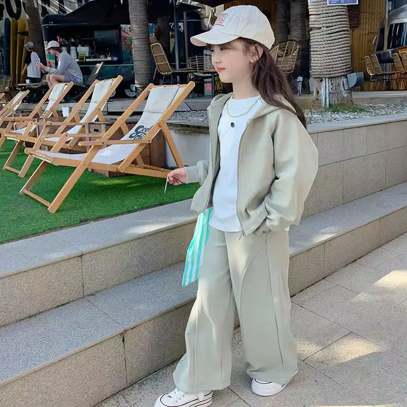 Fashionable and stylish girls' clothing set, new autumn collection, children's spring and autumn style, popular two-piece set fo