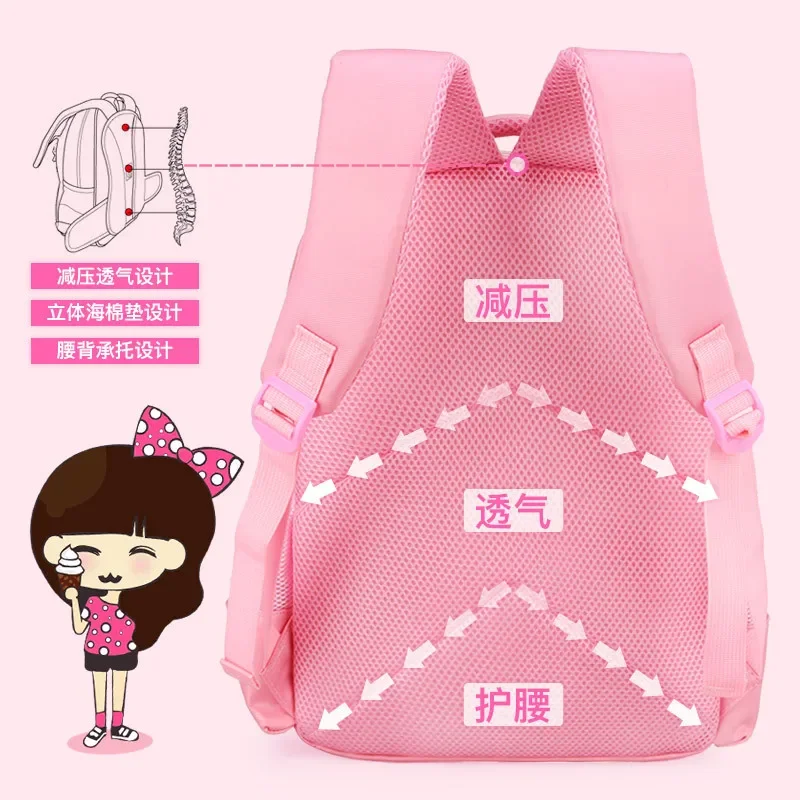 Olá kitty mochila escolar infantil sanrio, à prova d\'água, proteção contra redução de carga, bolsa escolar para mulheres