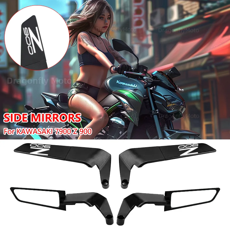 

Motorcycle Mirrors Stealth Winglets Mirror Kits To Rotate Adjustable Mirrors Z900 Logo For Kawasaki Z900 Z 900