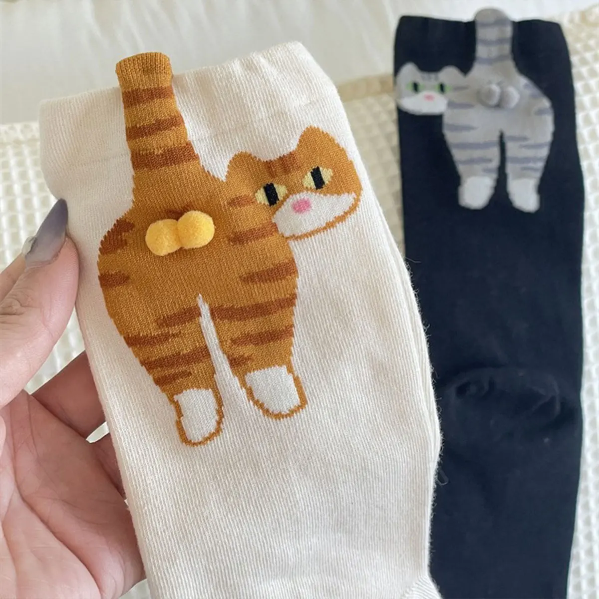 4 أزواج من الجوارب اللطيفة على شكل قطة كرتونية للنساء |   جوارب صغيرة ناعمة وجيدة التهوية، جوارب كاجوال - سلسلة جورب ممتعة