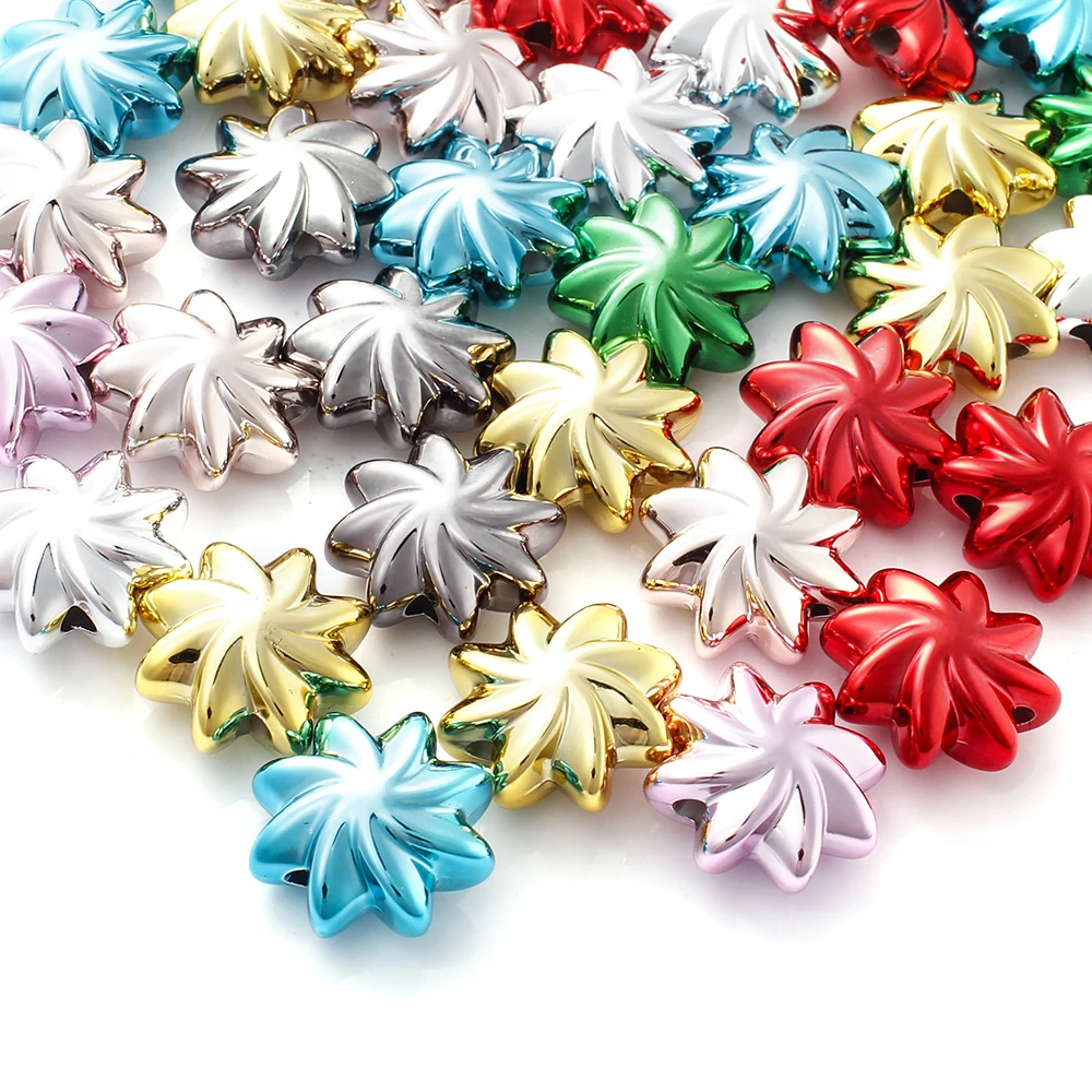 10 Stück 20mm glänzend plattierte UV-Acryl-Blumenperlen, bunte Spiralblüten-Abstandsperlen für DIY-Schmuckherstellung und Bastelzubehör – Detail 5