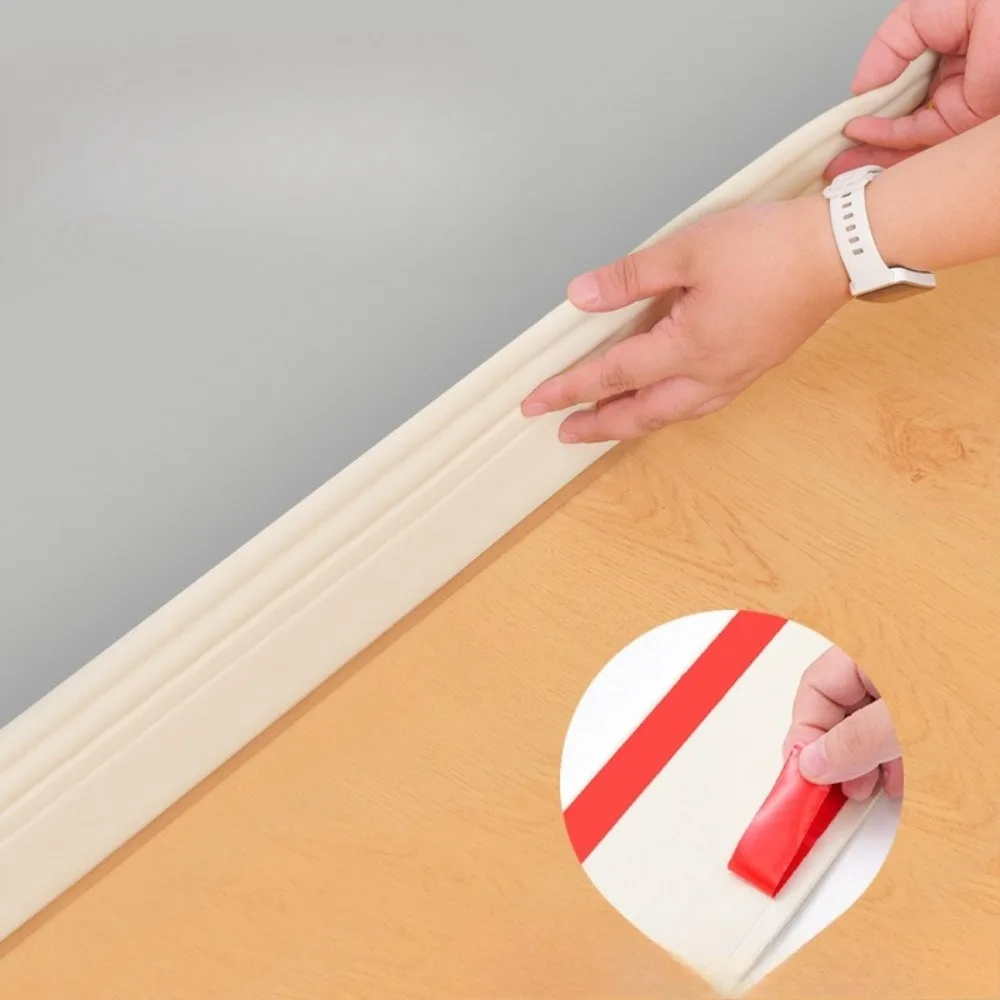 3m NBR Self Adhesive Skirting Board Waterproof Moisture Proof Baseboard Trim Wall Tile Corner DIY Home Decor