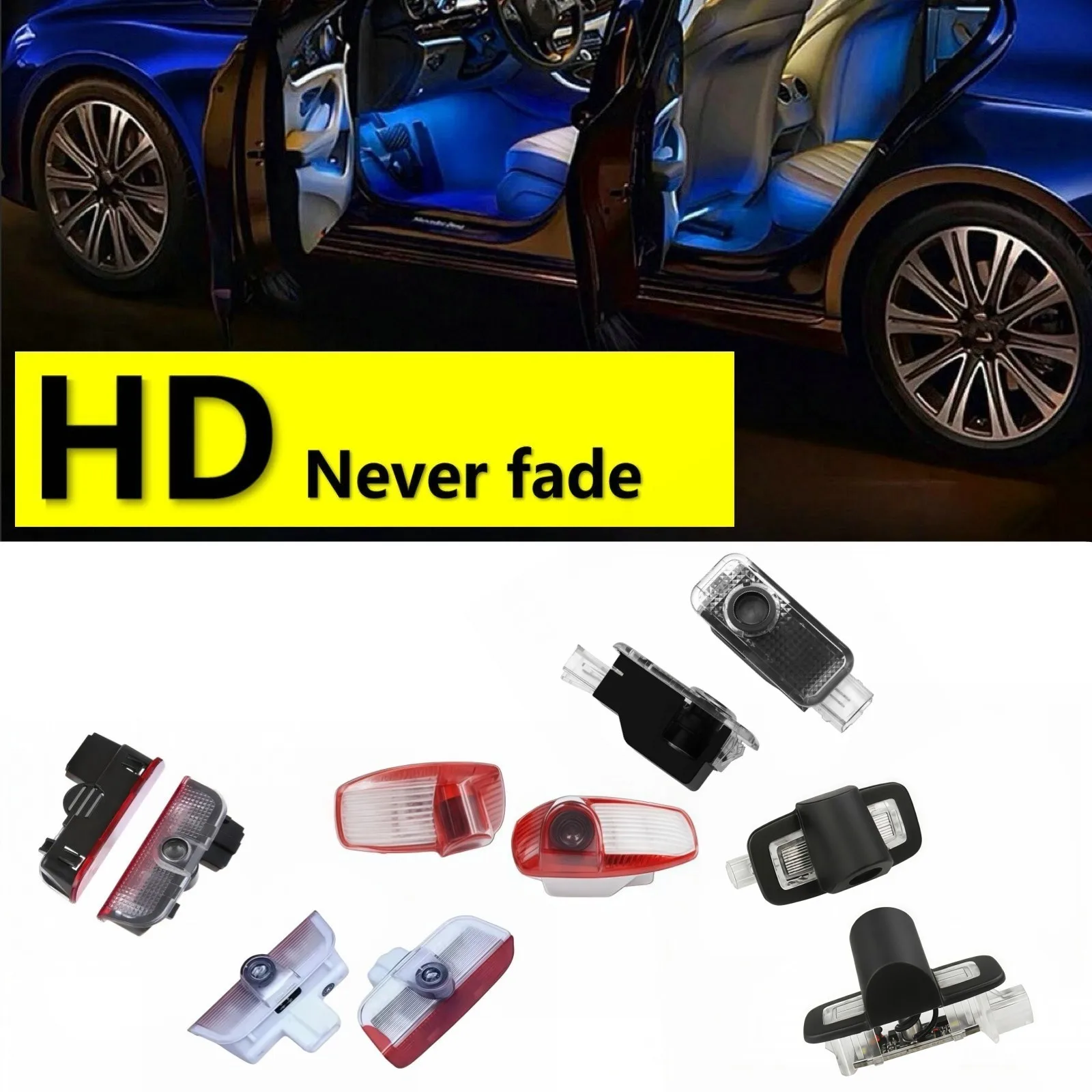 Hd 2 peças para porsche 911 macan cayenne 955 957 958 panamera 970 971 boxster tayan 987 718 gts cayman led luz do projetor da porta do carro