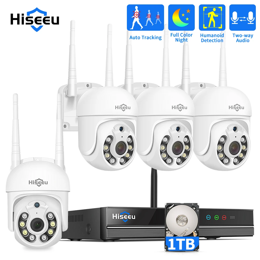 Hiseeu 5MP Wi - Fi CCTV Камера Система безопасности Набор H.265+ 10CH NVR Беспроводной пакет P2P Беспроводной IP Камера Система контроля