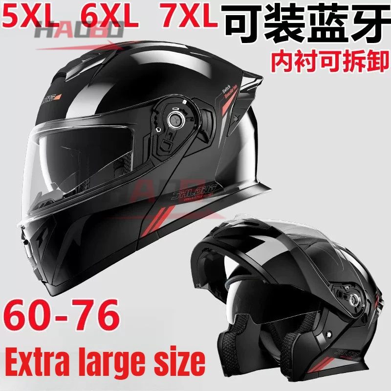 Extra Large 7XL 60-76cm Motorcycle Helmet 6XL 5XL Motobike Scooter Double Mirror Face Up Helmet for Fat People