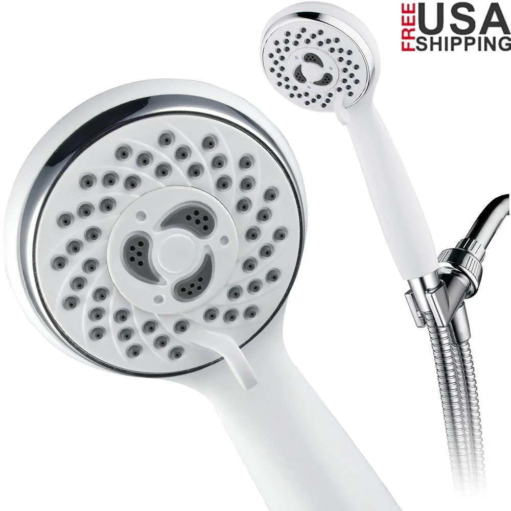 

Ручной душ с 4 наборами и пульсирующим массажем от дождя. Установка без инструментов. Регулируемый кронштейн. Шланг для душа. Резиновая очистка.