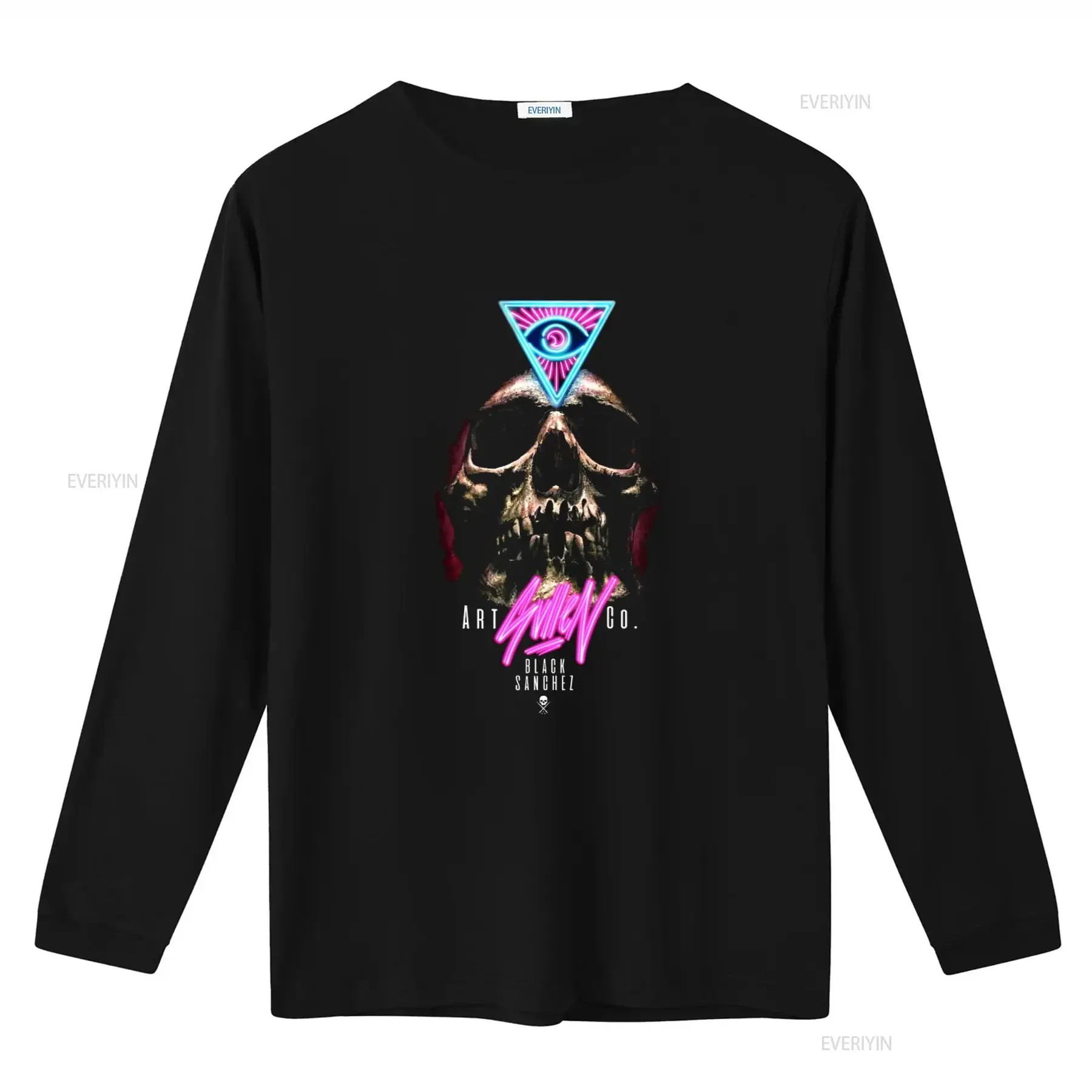 Sullen Mens Black Sanchez T Shirt Skull Print vintage Washed Soft Stylish graphic Slightly designer clothes Breathable