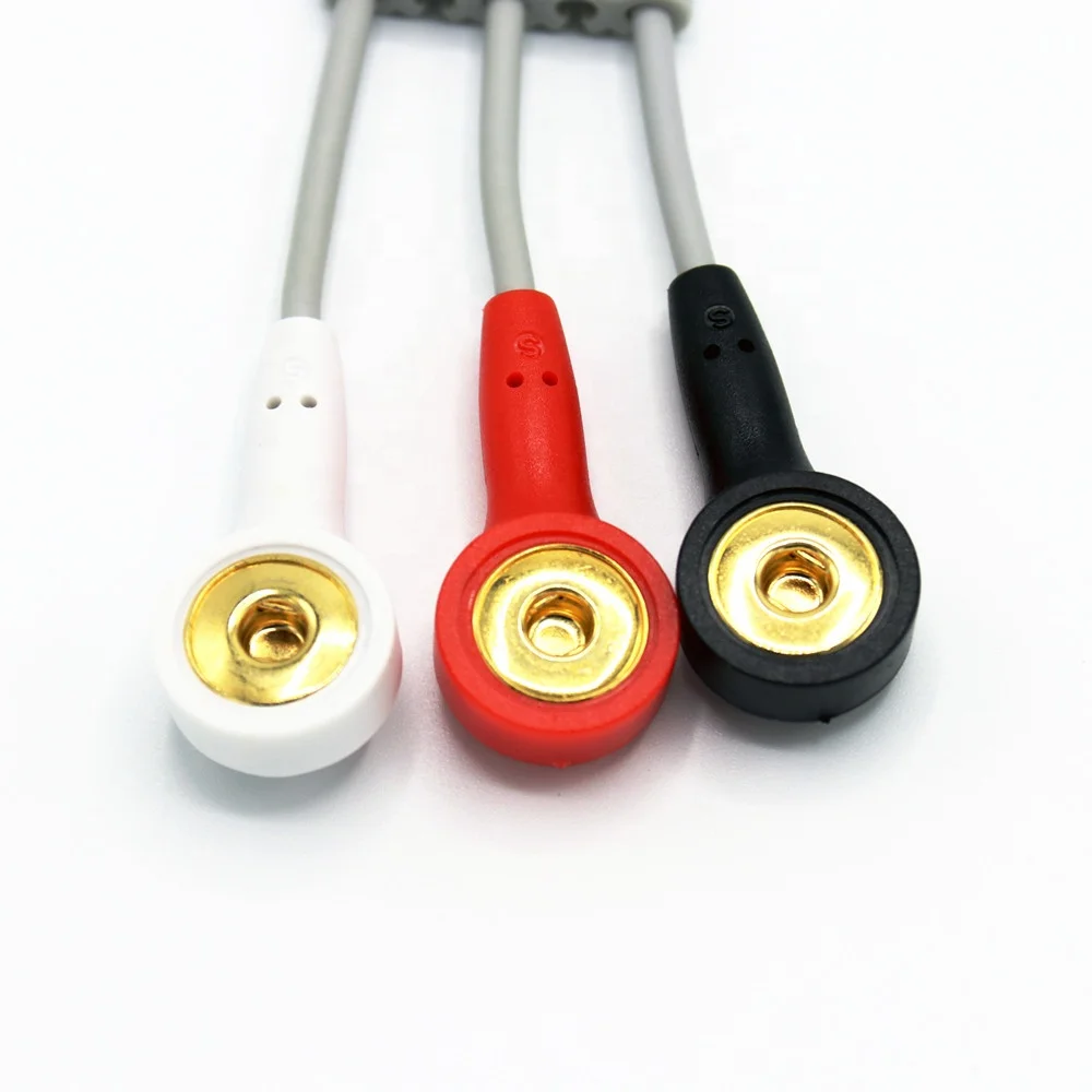 Compatible with Mindrays ECG Cable with 3-lead Snap End 6-pin MEC1000