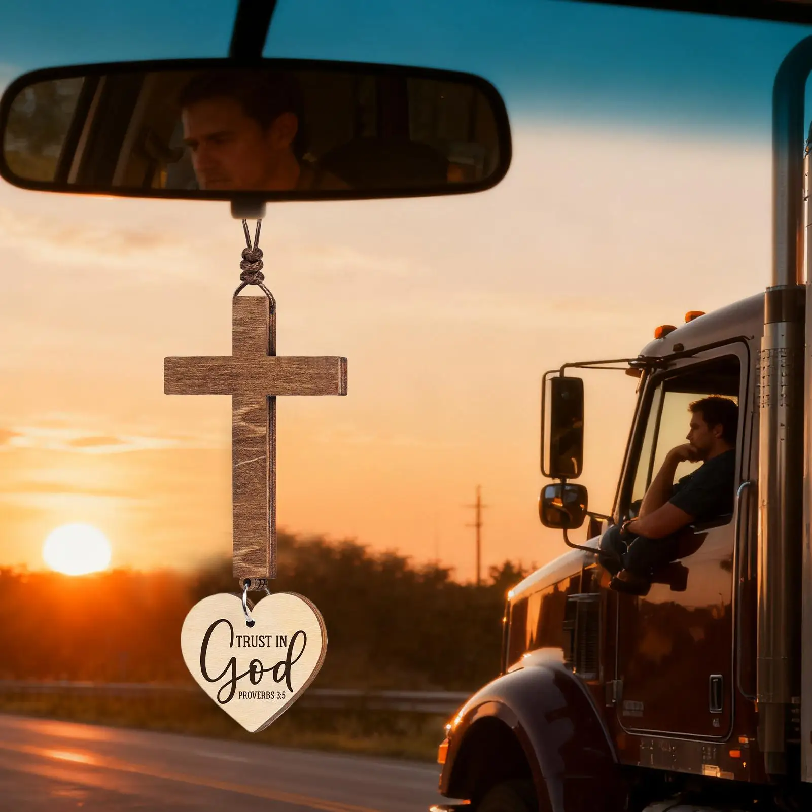 Cross Car Charm Christian Bible Verse Ornament Jesus Car Ornament For Women Men Driver Vehicle Truck SUV Interior Rearview