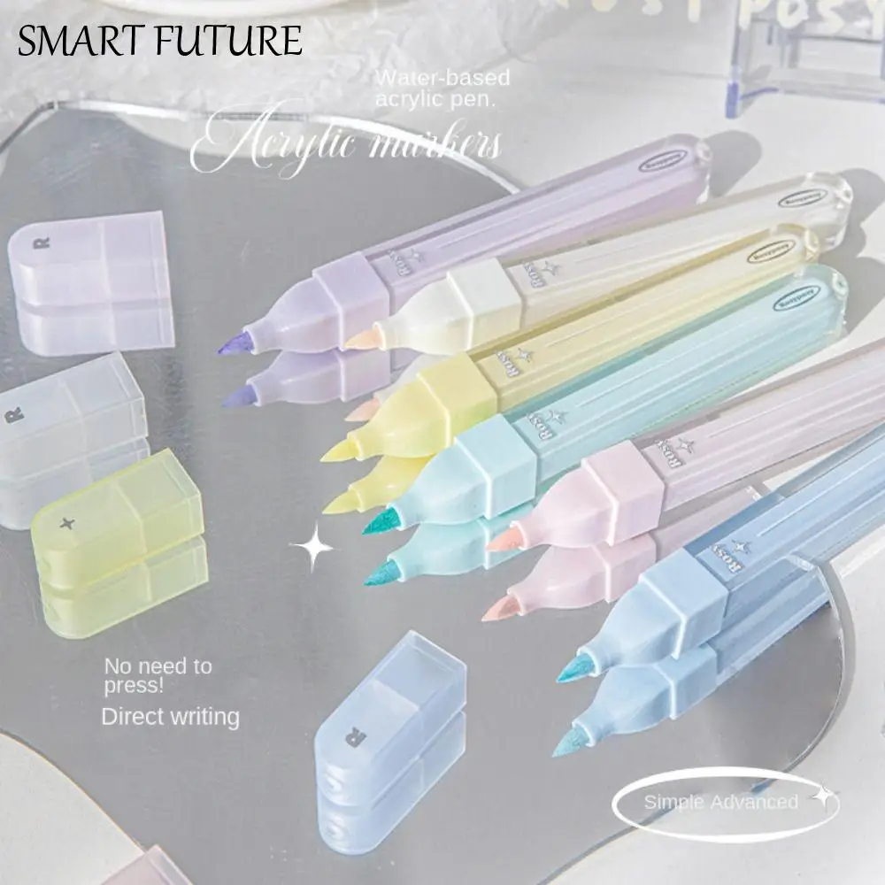 

Korean Solid Color Marker Pen Cream Color 3MM Highlighter Decorative Water-based Fluorescent Pen Lettering