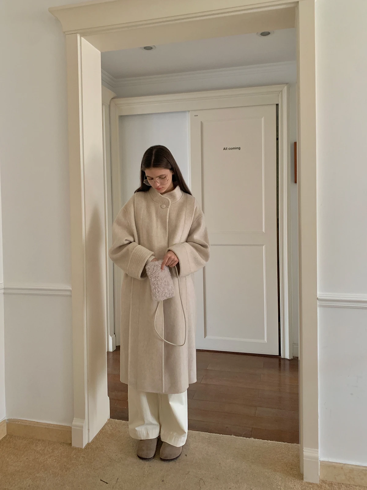 

Двустороннее шерстяное пальто ручной работы из австралийского мохера с воротником-стойкой, китайский стиль, зимняя куртка