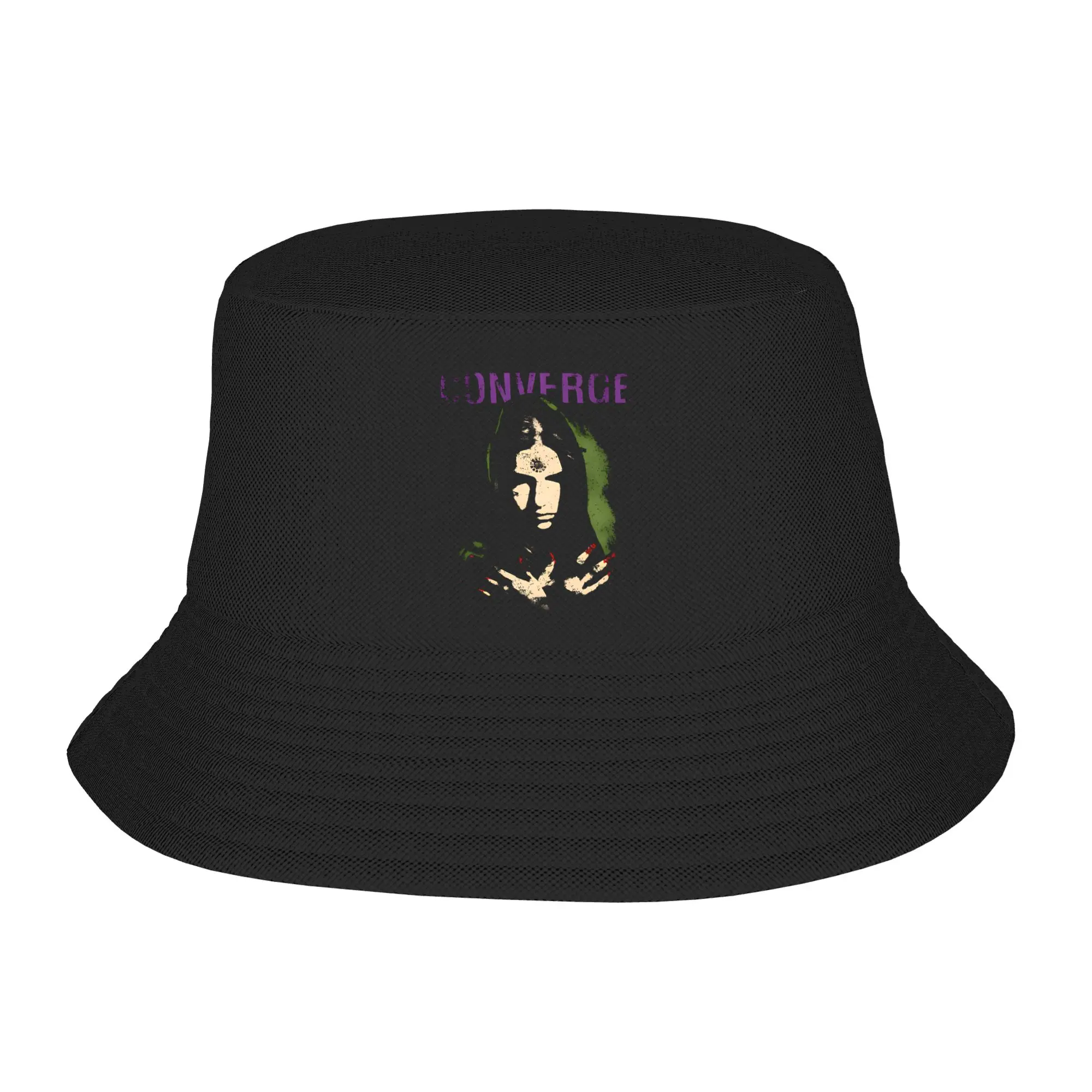 Converge Vintage  Bucket Hat  Streetwear Fisherman Caps For Couple Funny Hunting Sunscreen Hats Foldable Pattern Cap