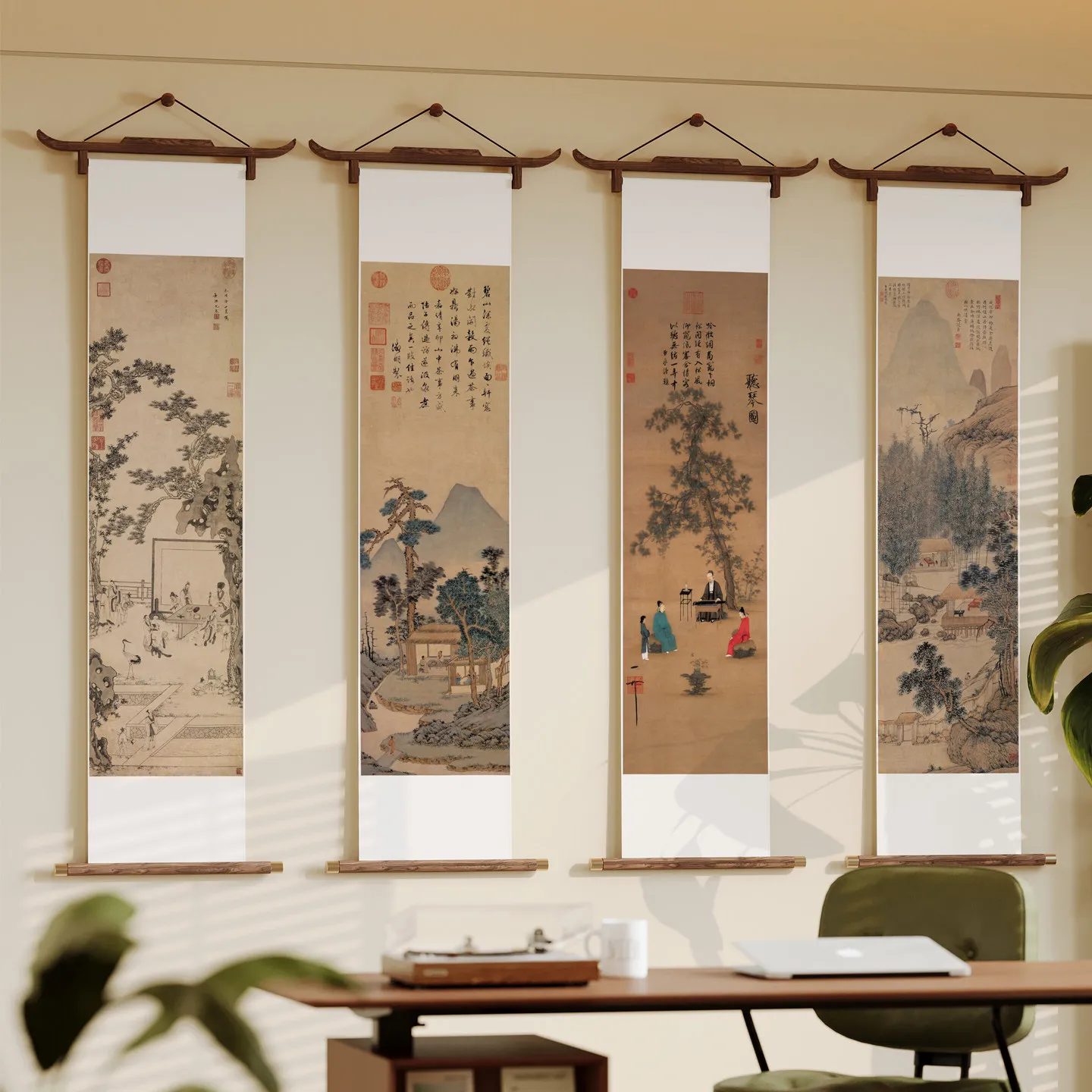 Wall Art Home Decor Items Wabi Sabi Decor Zen Minimalism Soft Neutral Tone Landscape  Scroll for Tea Room Meditation Space