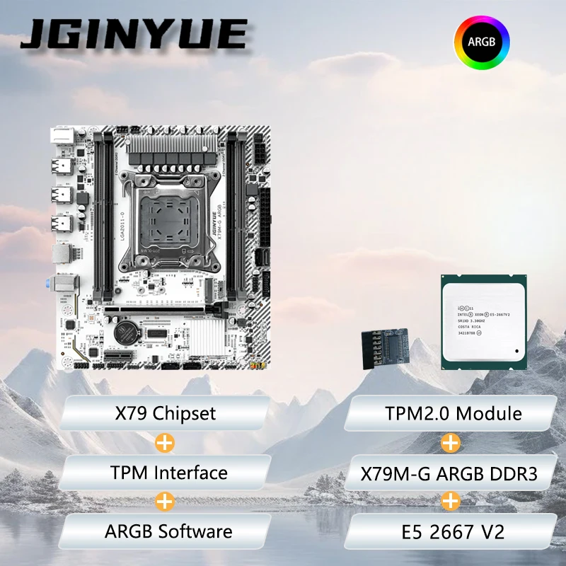 

JGINYUE X79M-G Motherboard M-ATX combo Intel® E5 2667 V2 with TPM2.0 kit bundle DDR3 DIY For Office home shop
