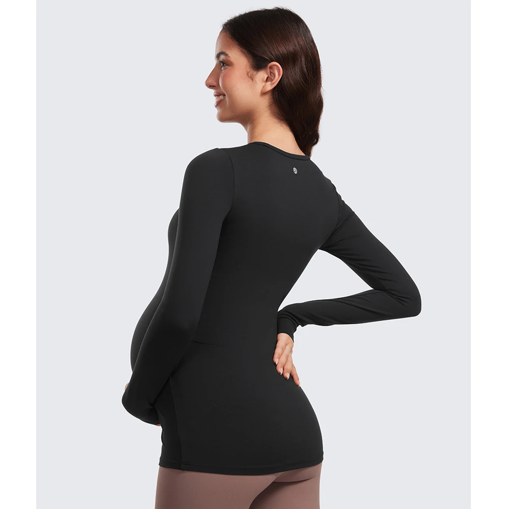 Women's Butterluxe Long Sleeve Maternity Tops Crewneck Pregnancy Basic Shirts Athletic Soft Yoga Casual Tee Shirt Sport Clothes