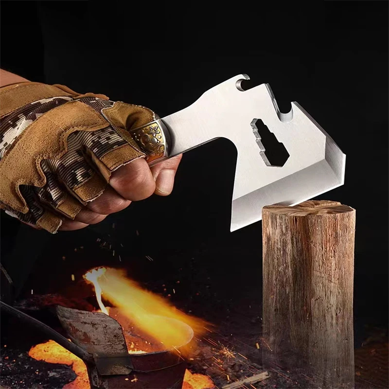 Camping Outdoor Multi-Purpose Ax Waist Ax Firewood Splitting Tactical Ax Camping Mountain Fighting Firewood Board Ax Multi-Function