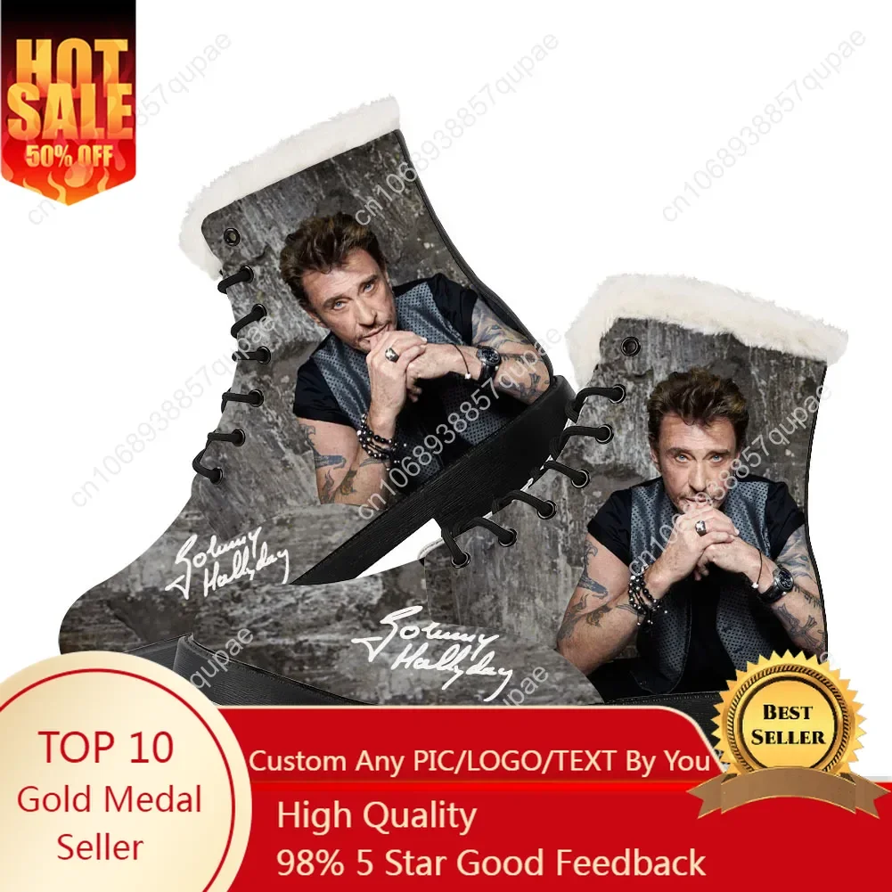 Johnny Hallyday Plush Boots Singer Star Mens Womens Teenager Shoes Casual Boot Light High Quality Couple Rapper Customize Shoe