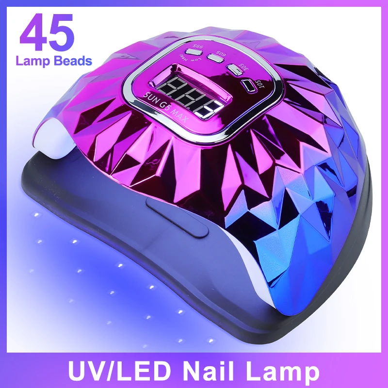 

Nail Dryer 45 Lamp Beads Has 4 Timers Smart Sensors Colorful Nail Lamp for Curing All Gel Polish Diamond Shape Design Nail Lamp