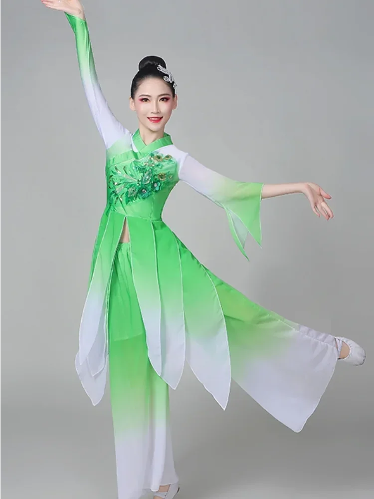 Costumes nationaux classiques Yangko pour femmes, danse folklorique chinoise ancienne, tenue de danse traditionnelle en éventail, vêtements de spectacle Yangko