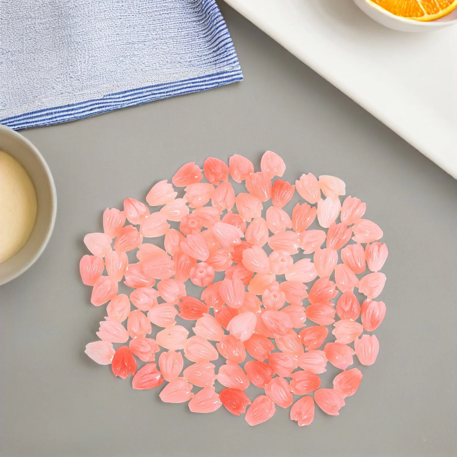 

100 Pcs Jasmine Beads Jewelry Artificial Coral for Bracelets Making Crafts Cute Floral Loose