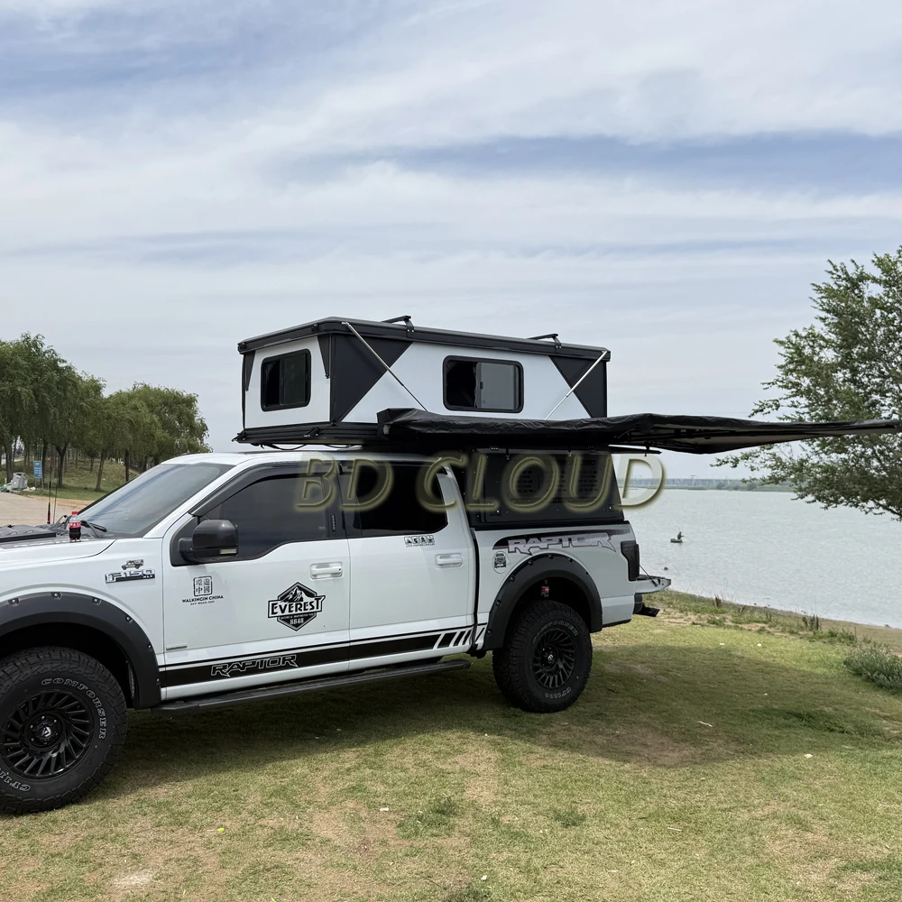 Pickup Camper Canopy, for 4 Person 4x4 Truck, Hardtop Bed Travel Trailer Camper, Lightweight Aluminum Box, Overland Shelter