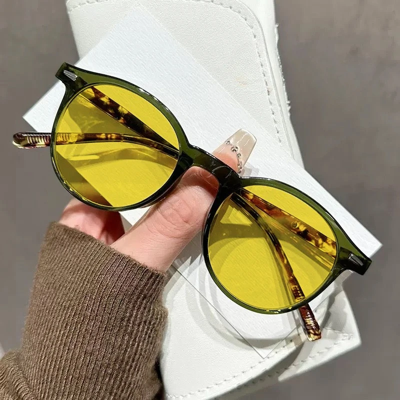 New Fashion Round Frame Night Vision Myopia Glasses Specialized for Night Driving Compatible with Prescription Driving Glasses