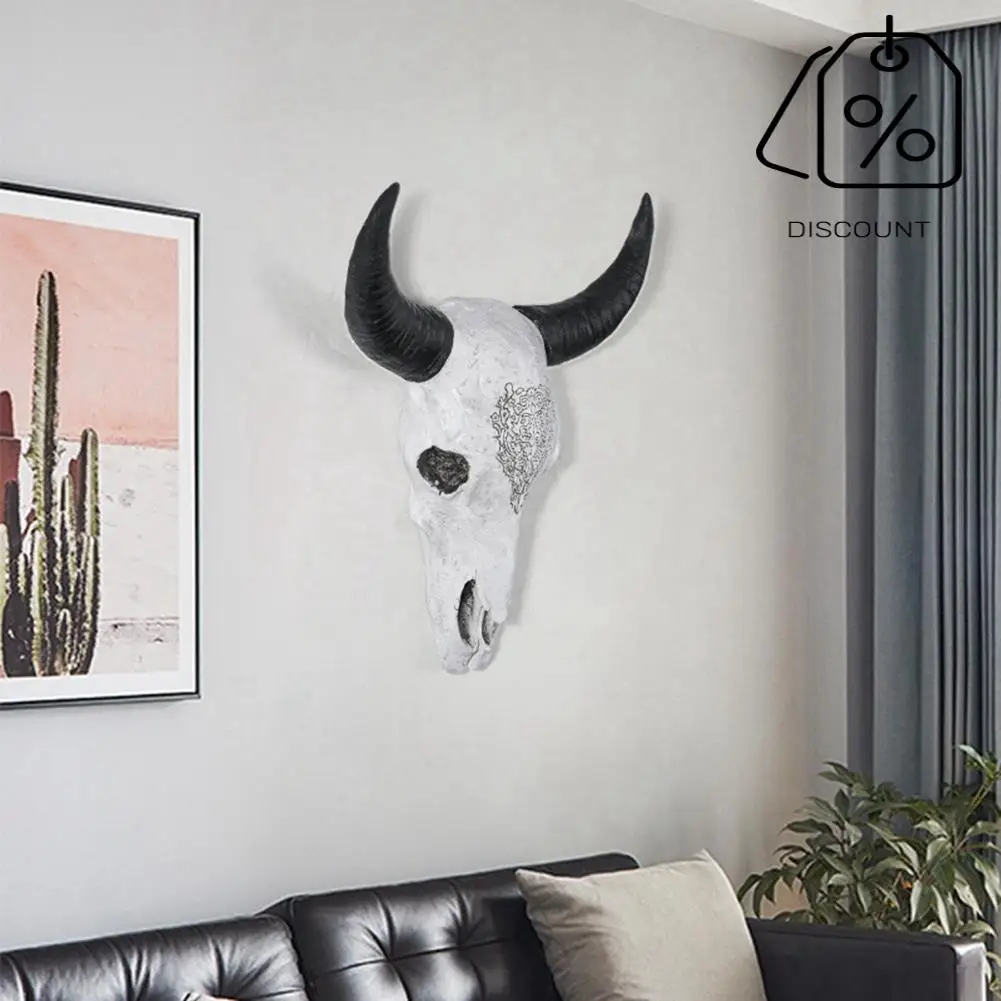 الثور رئيس الجدار الشنق النحت الجمجمة الثور تمثال الرجعية الزخرفية المادة الحيوان غرفة المعيشة الديكور-AT30