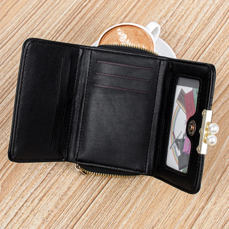 Women's Short Wallets PU Leather Female Plaid Nubuck Card Holder Wallet Luxury Brand Ladies Small Zipper Wallet with Coin Purse