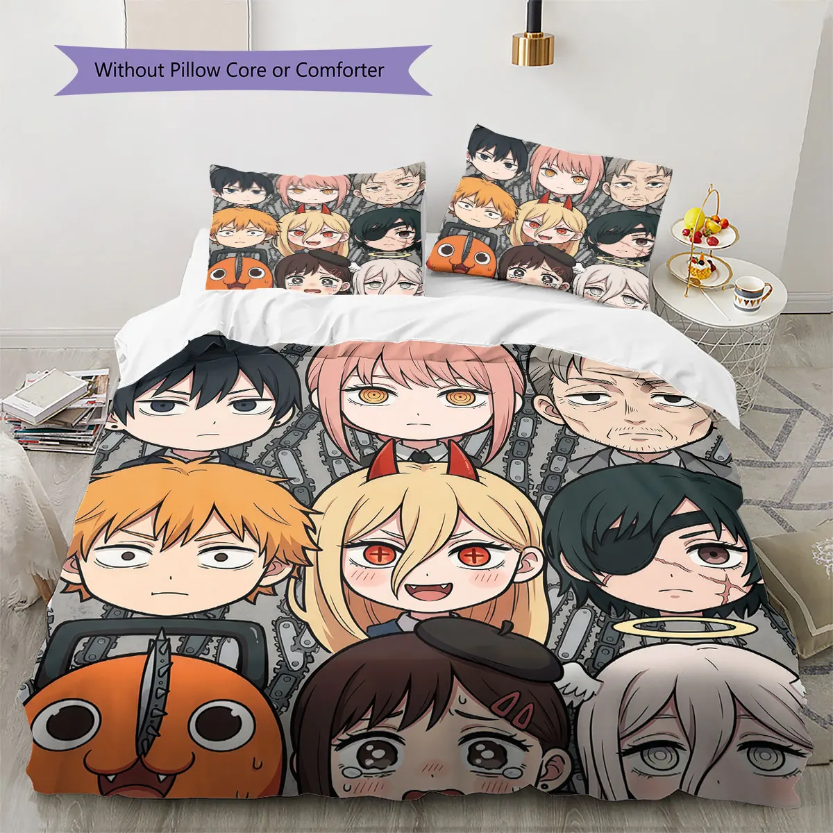 Chainsaw Man Soft Duvet Cover Children's Bedding Set,Extra Large Size Christmas Gifts Various Sizes Available -HE60